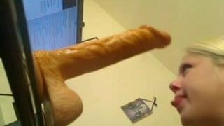 Blonde Deep Throats Dildo