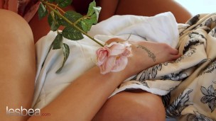 Lesbea Intimate pussy licking and fingering orgasms cute black girl and sexy euro babe share passion